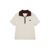 Women's Contrast Collar Jacquard Knit Top